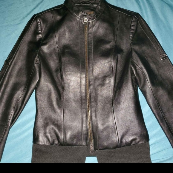 Real black leather jacket, small - Picture 2 of 7